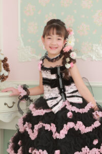 753　黒×ピンク　ドレス